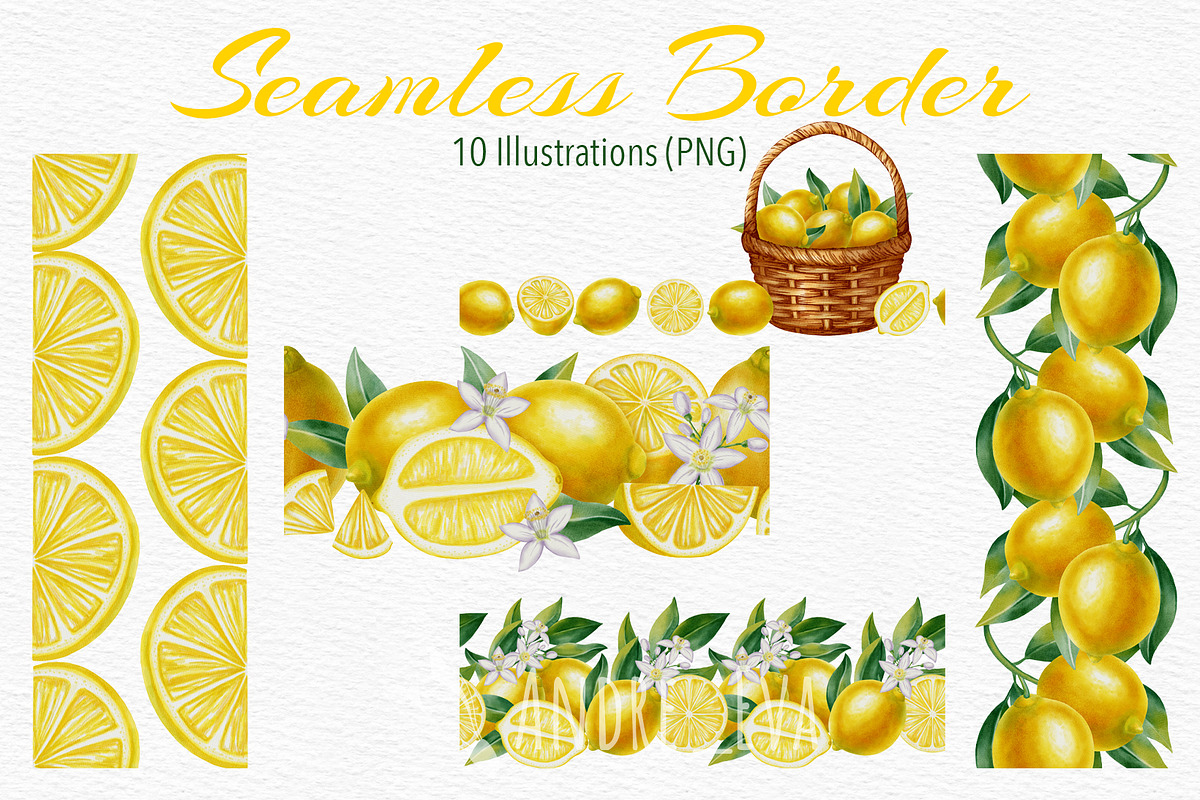 Lemon — Watercolor Illustration Set, a Food Illustration by Andre_Eva (Photo 8 of 12)