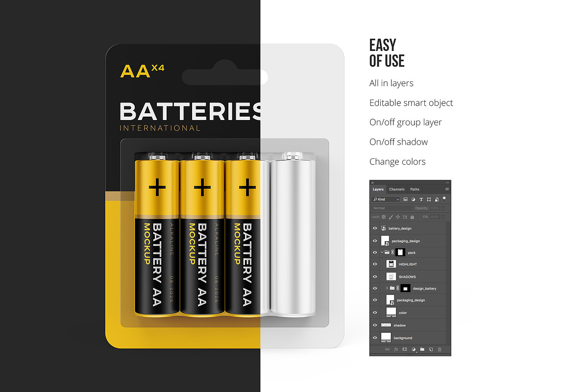 Battery AA. 3in1 Mockup, a Packaging Mockup by easymock (Photo 8 of 16)