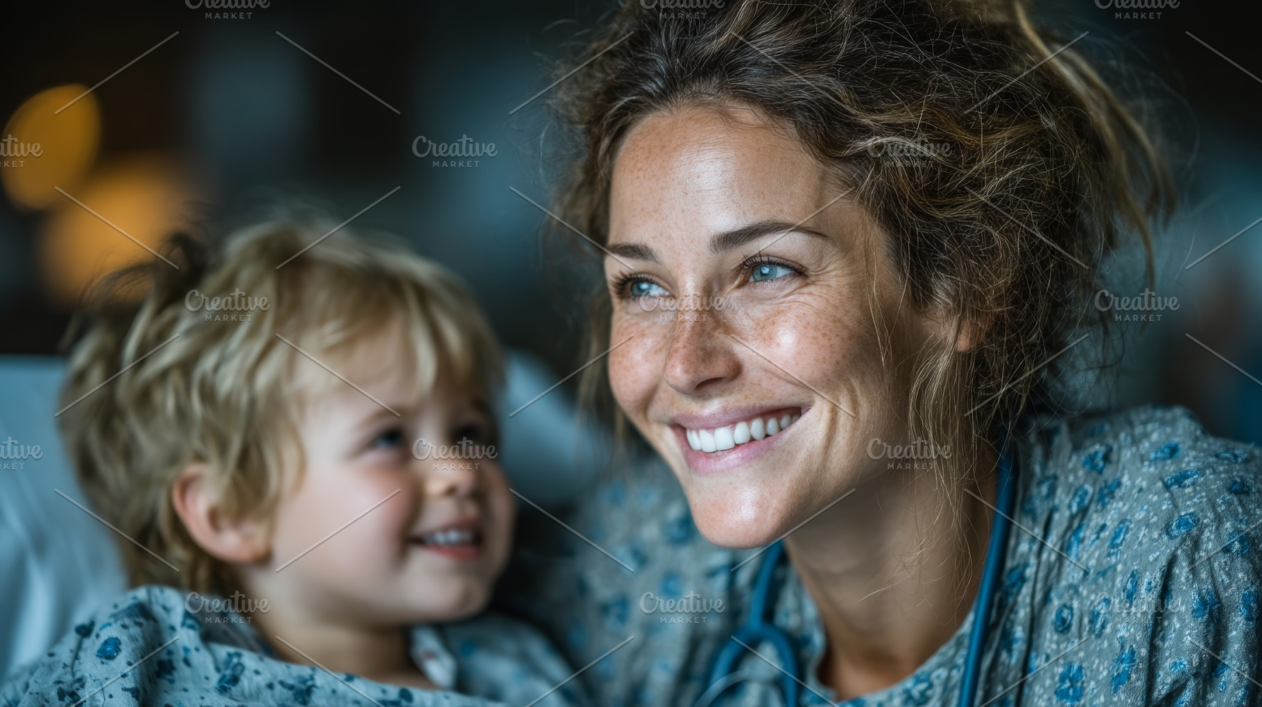 Smiling nurse caring for a young patient in a medical setting, a Health & Medical Photo by AS photostudio