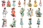 Vintage Retro Clipart Bundle 5 in 1, a Person Illustration by InkyQueenArt (Thumbnail 6 of 9)