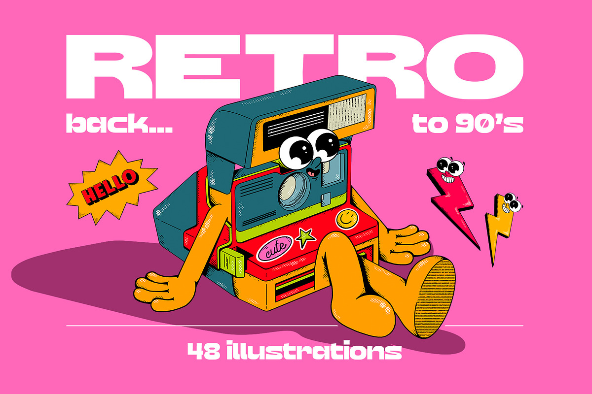 Retro Clipart – Nostalgic Characters, an Object Illustration by Alina Sh (Photo 1 of 9)