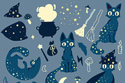 Magical cats + BONUS 68 elements, a Pattern Graphic by Lineli (Thumbnail 3 of 7)
