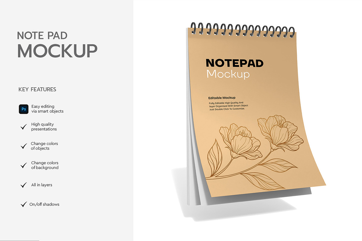 Floating Notepad Mockup Template