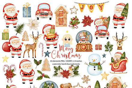 Christmas Watercolor Clipart