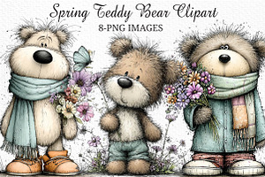 Spring Teddy Bear Clipart Png, an Illustration by Craft Nest