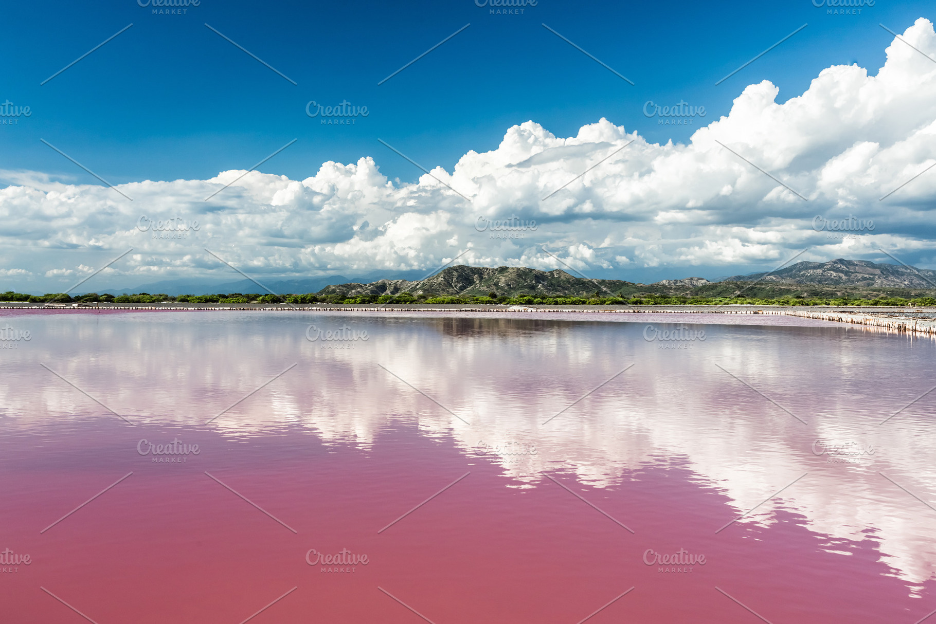 Pink water salt lake stock photo containing lake and pink, a Nature Photo by Konstantin K.