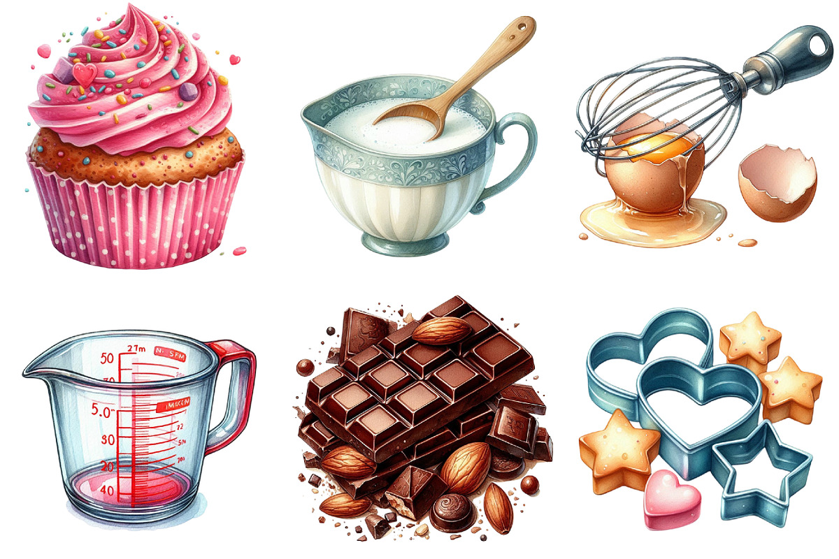 Baking Supplies Clipart Set Watercol, an Illustration by Sublimation Artist (Photo 2 of 6)