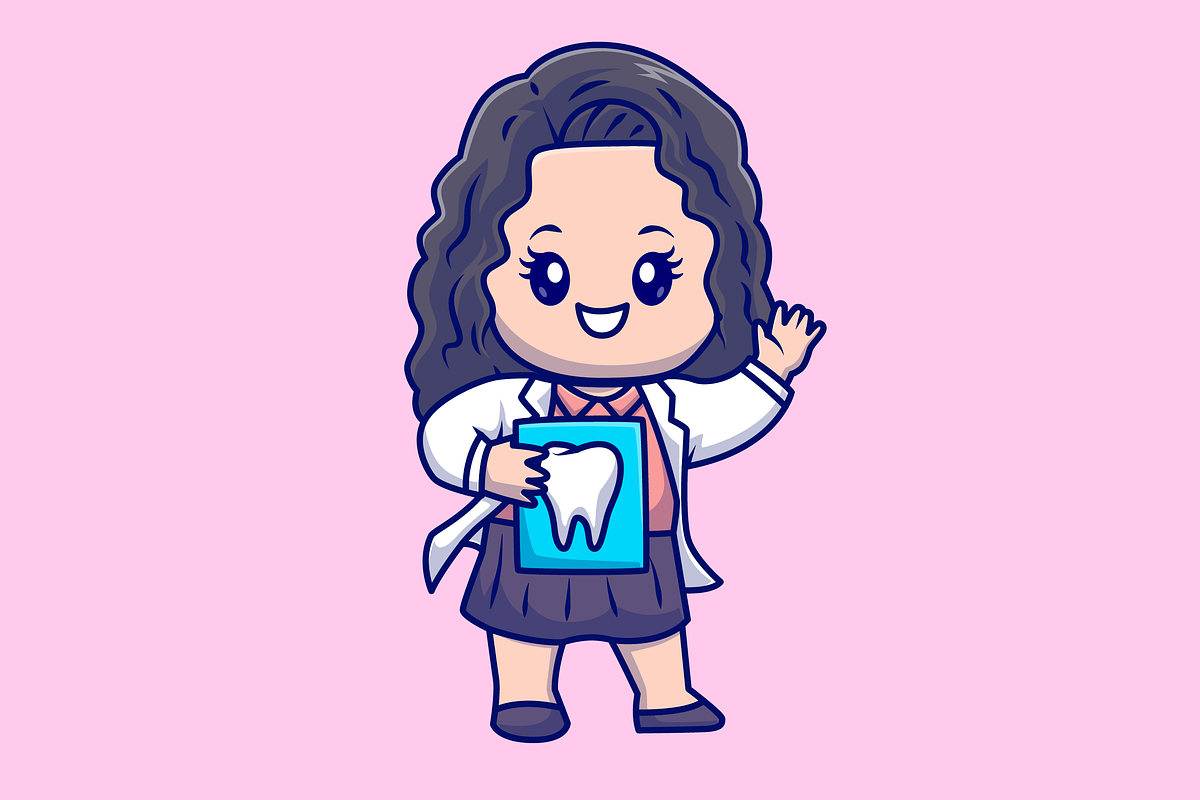 Cute Dentist with Tooth Cartoon, a Person Illustration by Catalyst Labs