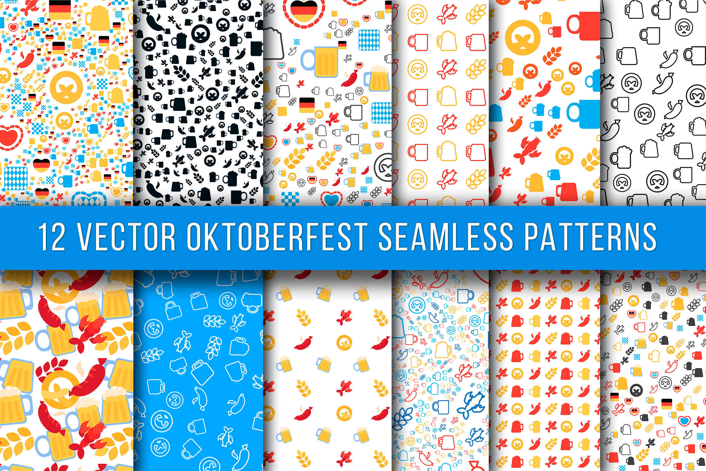 12 Oktoberfest Seamless Patterns, a Pattern Graphic by barsrsind