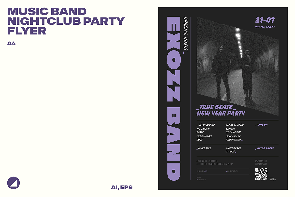 Music Band Nightclub Party Flyer, a Flyer Template by Danil Polshin