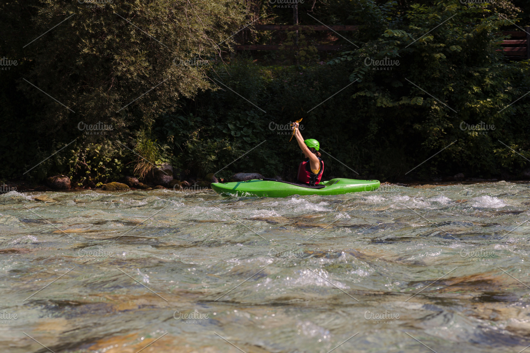 Water Sports Enthusiast Young Woman Kayaking, a Sports & Recreation Photo by Bepslabor