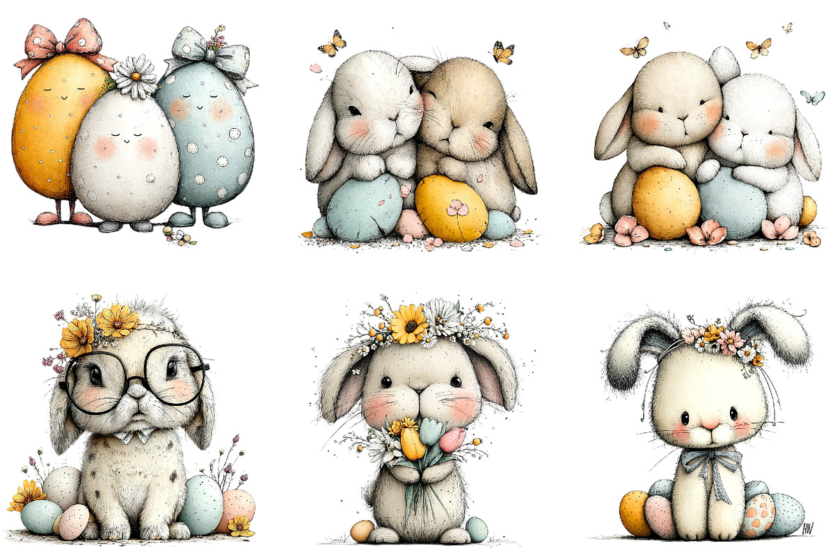 Whimsical Happy Easter Clipart, an Illustration by Sublimation Artist (Photo 5 of 7)