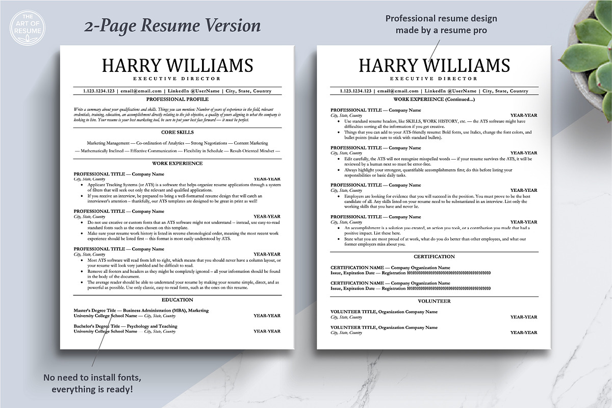ATS Friendly Resume Design Bundle, a Resume Template by The Art of Resume (Photo 4 of 8)
