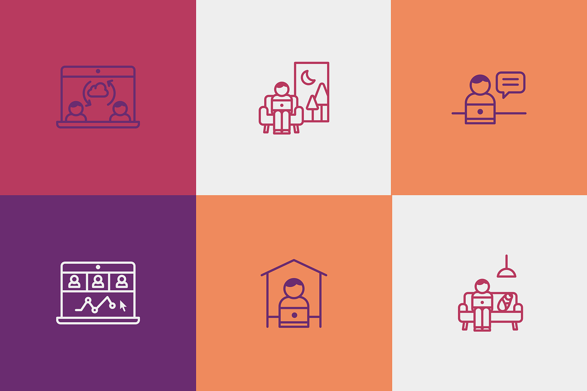 Remote work icons, an Outline Icon by Somewan draws (Photo 2 of 5)