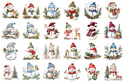 Christmas Snowman Clipart Bundle, a Seasonal Illustration by designcity5 (Thumbnail 2 of 5)