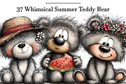 Whimsical Summer Teddy Bear Clipart, an Illustration by DreamArtGraphic (Thumbnail 1 of 5)