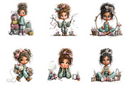 Whimsical Craft Girl Clipart Bundle, a Seasonal Illustration by CreationArt (Thumbnail 6 of 7)