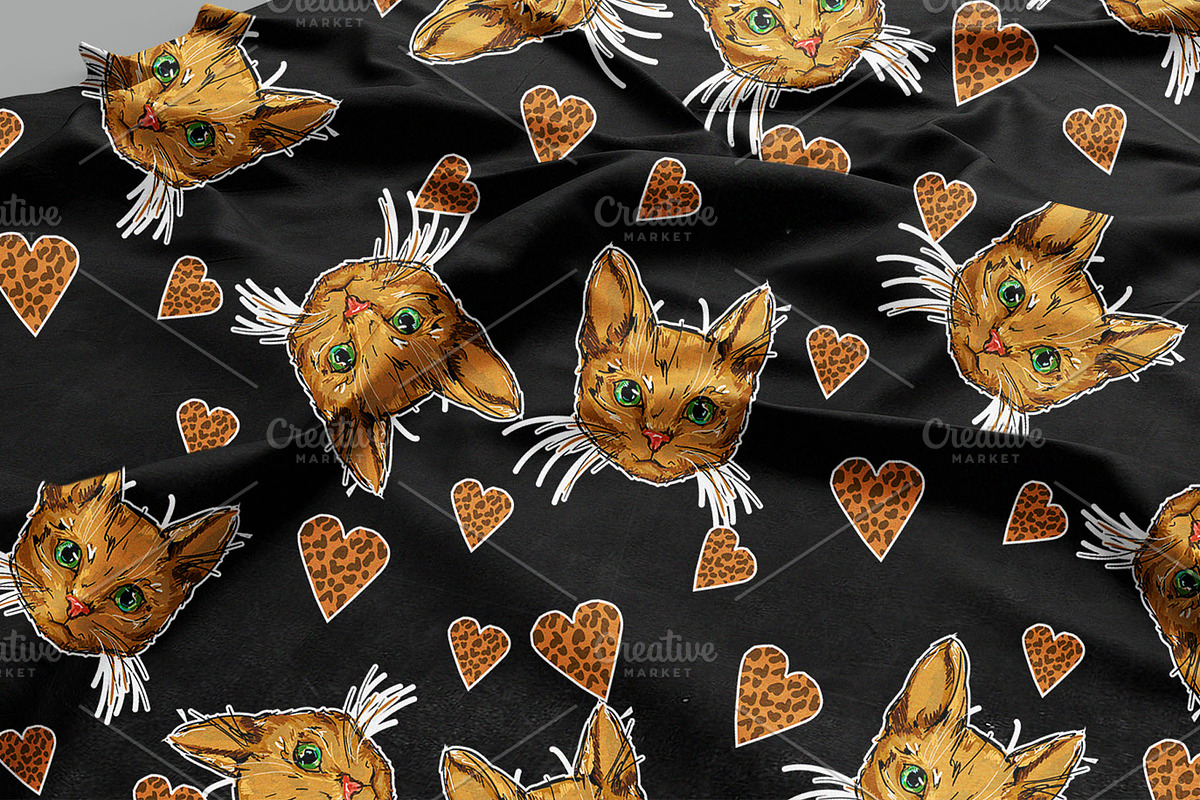 Cat on leopard print background, an Animal Illustration by Sweet_print (Photo 8 of 8)