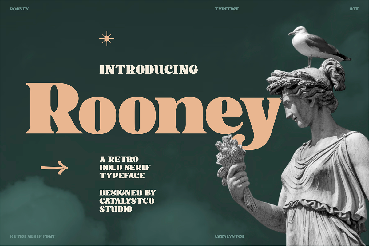 Rooney Retro Bold Serif Font, a Serif Font by Catalystco Studio (Photo 1 of 7)