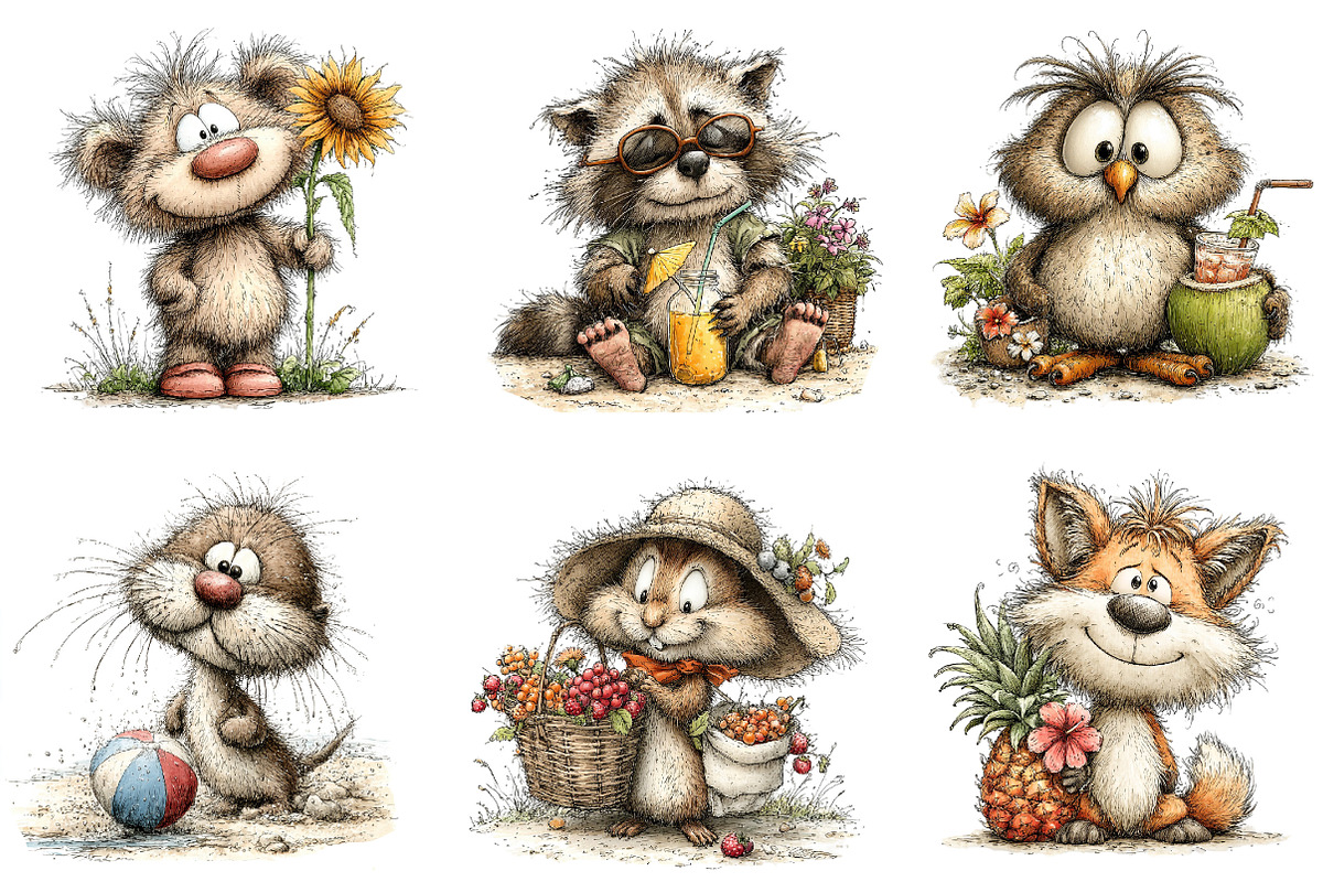 Whimsical Summer Animals Clipart, an Illustration by Dream Creation (Photo 6 of 8)
