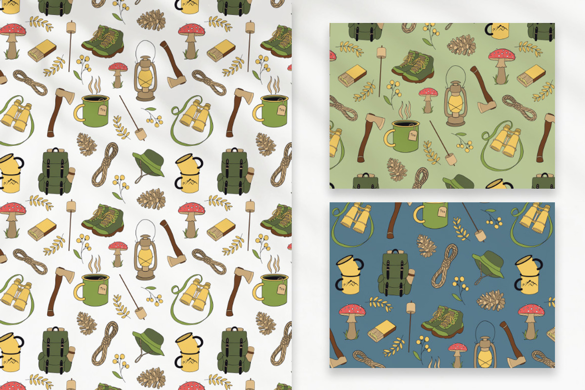 90 Camping Seamless Pattern Set, a Decorative Illustration by Mari_Caliart (Photo 4 of 14)