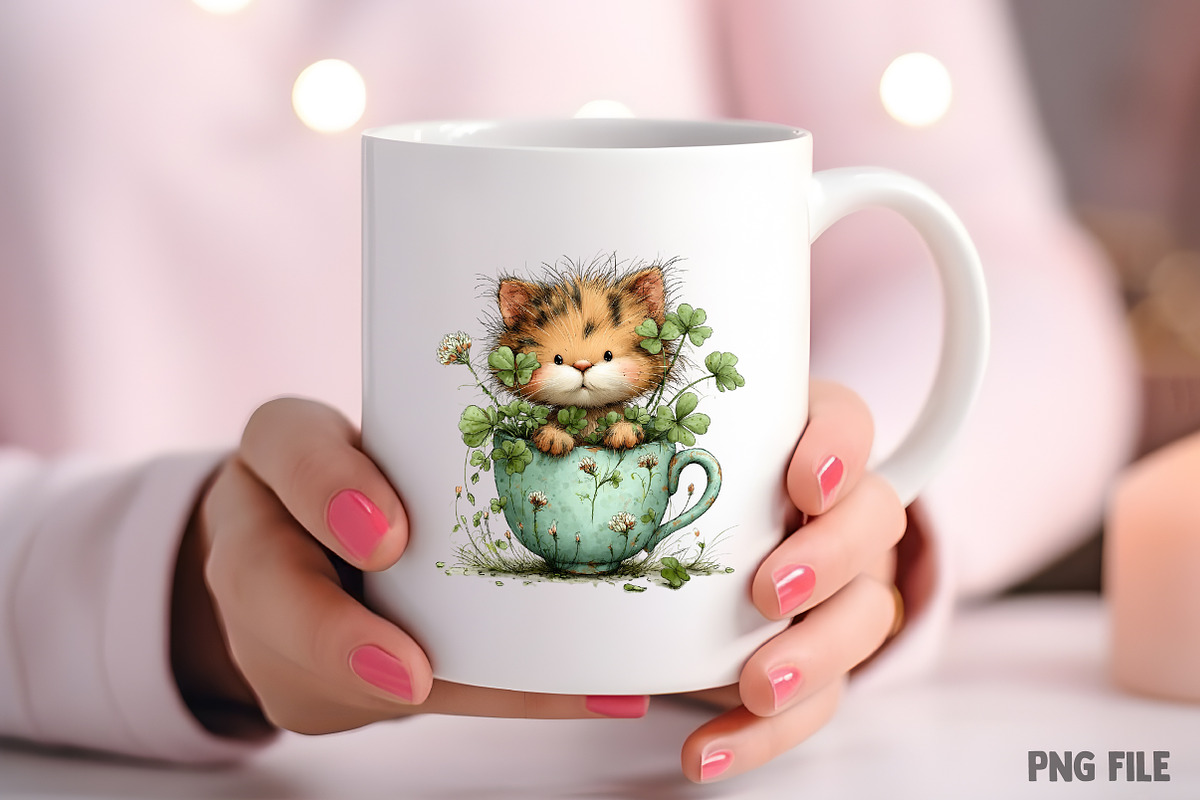 Whimsical St Patrick's Day Cat PNG, an Illustration by Craft Nest (Photo 7 of 11)