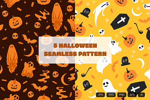 5 Halloween Seamless Pattern
