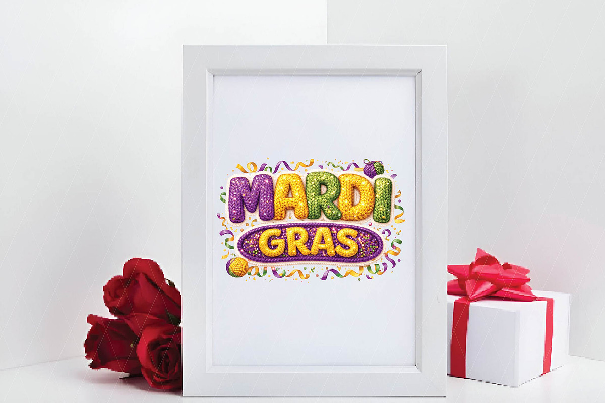 Faux Yarn Mardi Gras Png Crochet Png, an Illustration by DreamPrint404 (Photo 5 of 6)