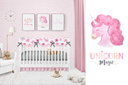 Watercolor Unicorn Design Set, a Decorative Illustration by LarysaZabrotskaya (Thumbnail 9 of 10)