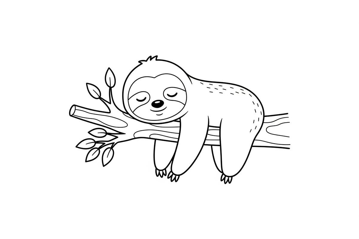 Cute Sloth Line Art Bundle, an Illustration by musafir_fashion (Photo 5 of 51)