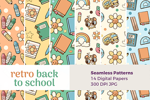 Retro Back to School Seamless Patter