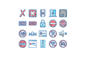 close door store shop board icons, an Object Illustration by pikepicture