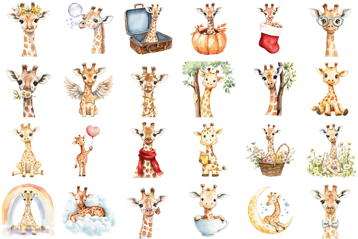 Cute Baby Giraffe Clipart - Giraffe, an Illustration by Sublimation Artist (Photo 2 of 6)