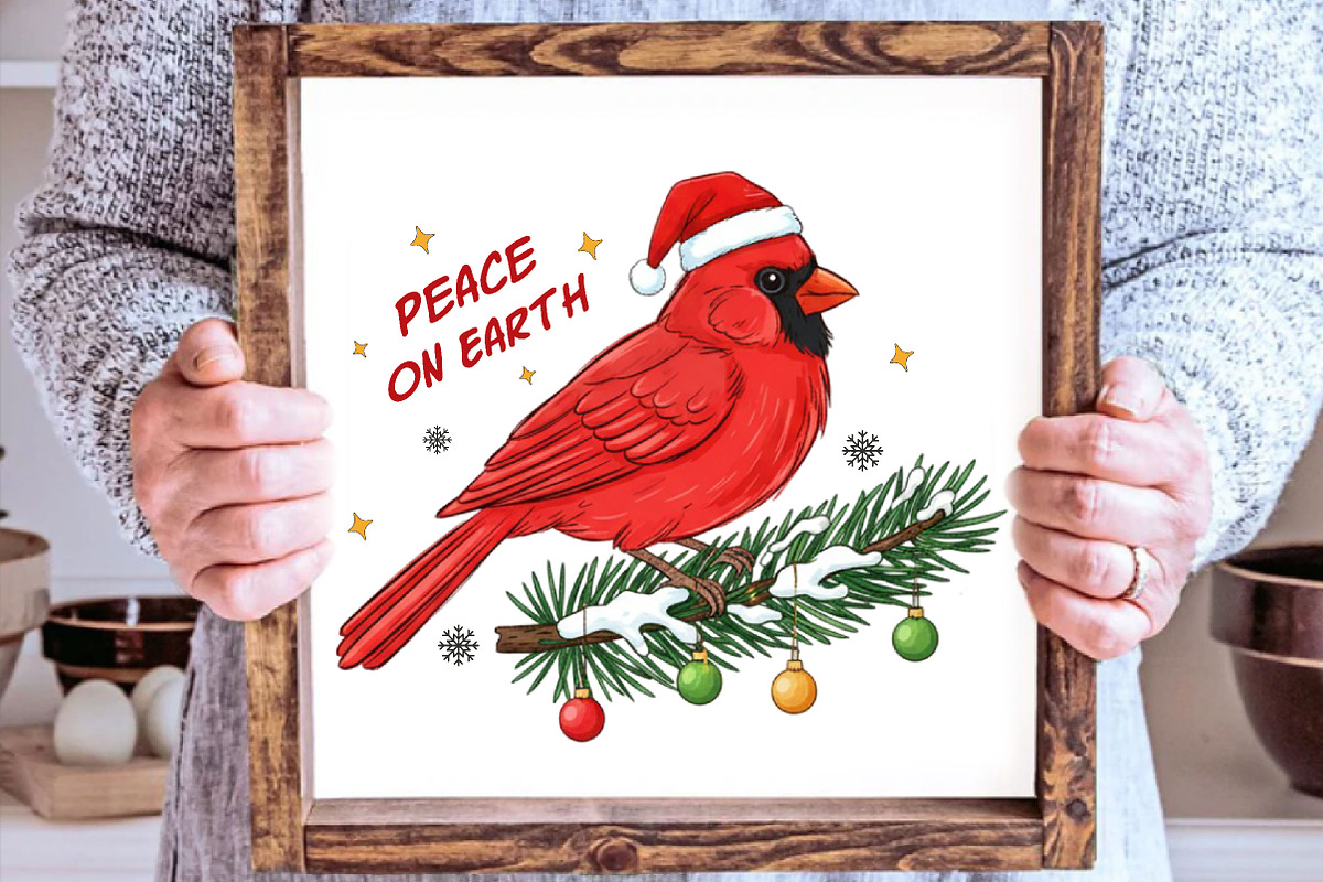 Merry Christmas Cardinal Hand-Drawn, an Illustration by SinaCreation (Photo 2 of 7)
