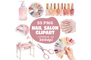 Watercolor Nail Salon Clipart, an Object Illustration by Selenique Studio (Thumbnail 1 of 9)