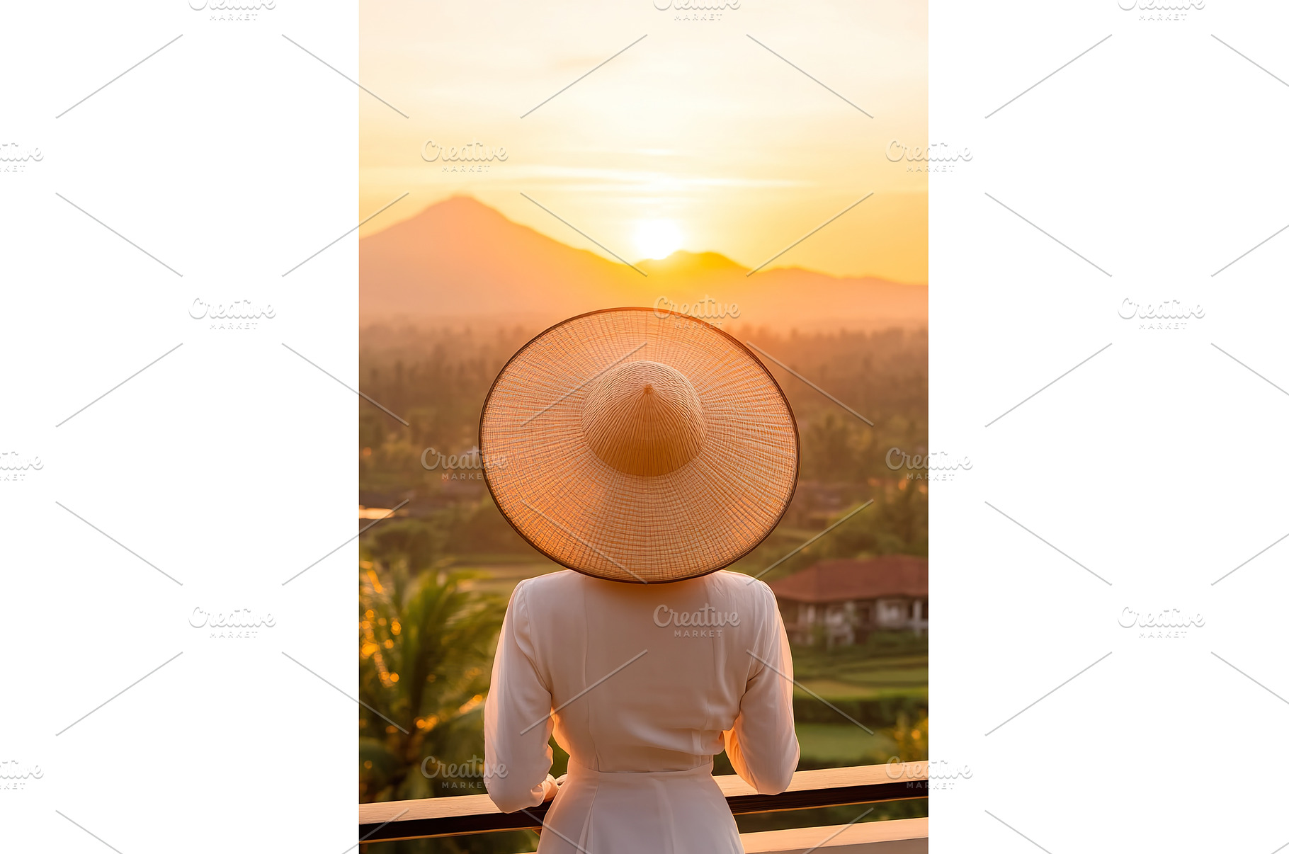 A Woman With a Straw Hat Gazing at a, a Holiday Photo by Lermont51