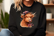 Watercolor Autumn Highland Cow PNG, an Illustration by DreamCafeArt (Thumbnail 6 of 6)