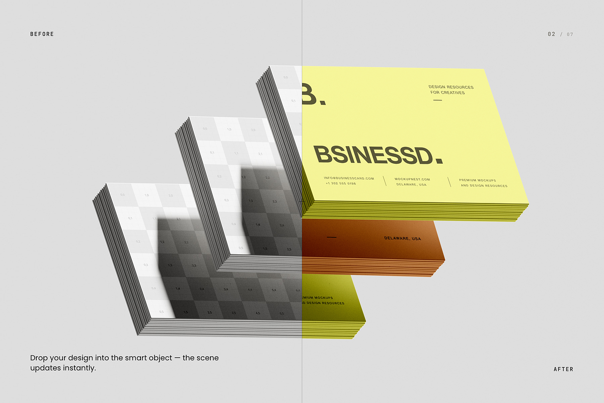 Stacked Business Card Mockup, an Advertising Mockup by Toasin Studio (Photo 2 of 7)