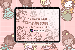 Cute Princesses Procreate Stamps