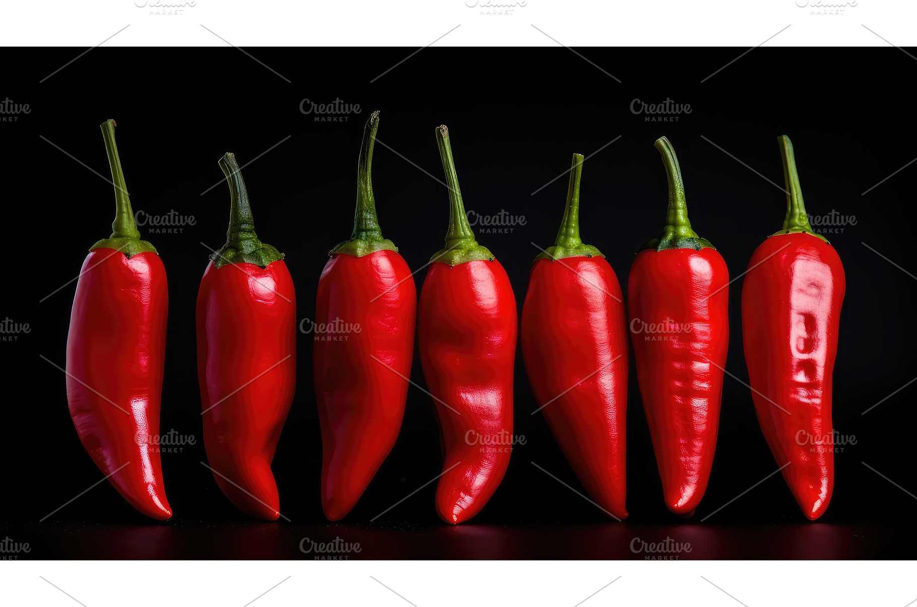 arranged red pepper isolated ai, a Food & Drink Photo by pikepicture