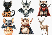 Watercolor Cute Evil Animals Clipart, an Illustration by Canvas Craft (Thumbnail 2 of 7)
