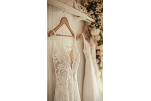 Elegant wedding dresses hanging, a Beauty & Fashion Photo by Beautiful things