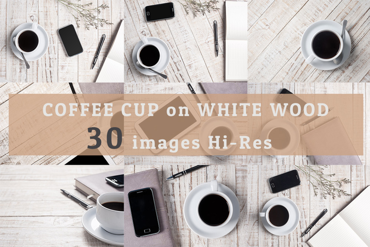 White Wood Desk with Copy Space, a Cups & Container Mockup by FWStudio (Photo 5 of 5)