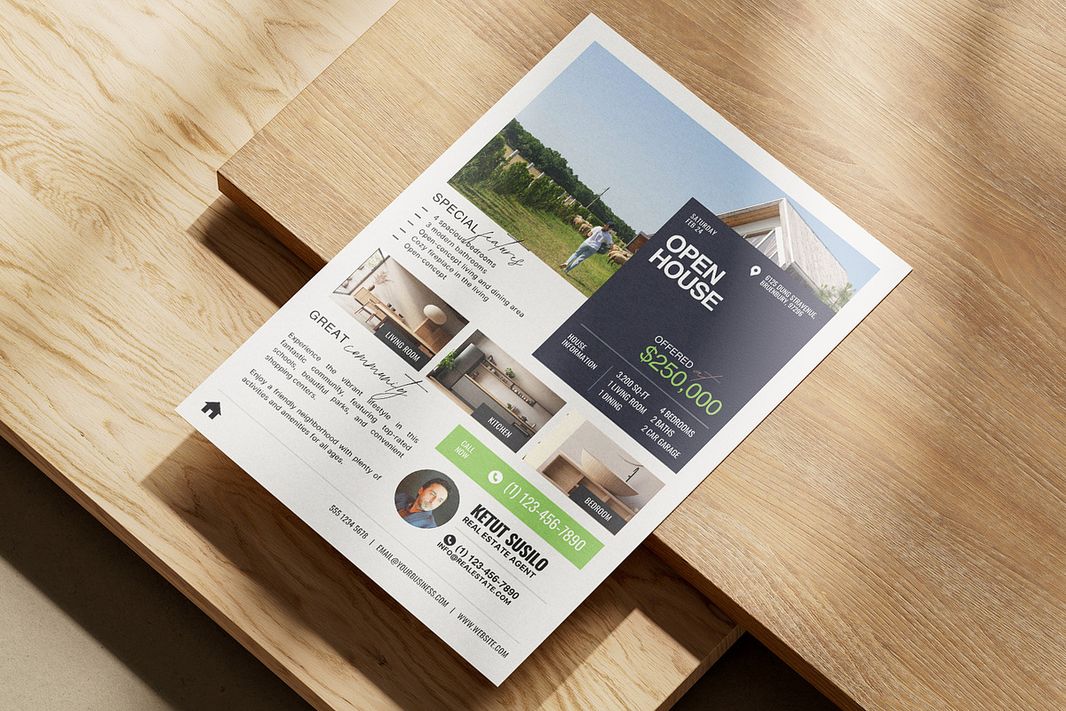 Real Estate Open House Flyer Canva, a Flyer Template by Prapti Design (Photo 8 of 10)