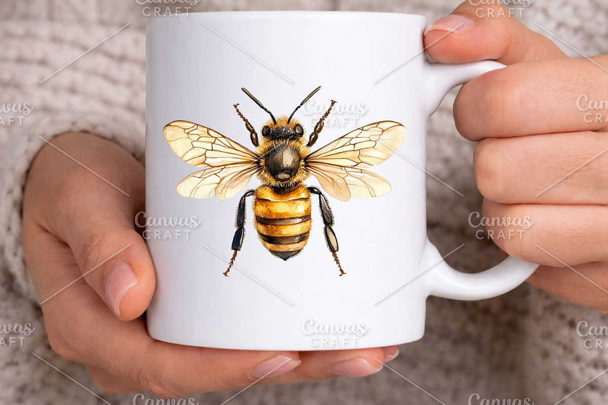 Watercolor Spring Bee Clipart Bundle, an Illustration by Canvas Craft (Photo 7 of 7)