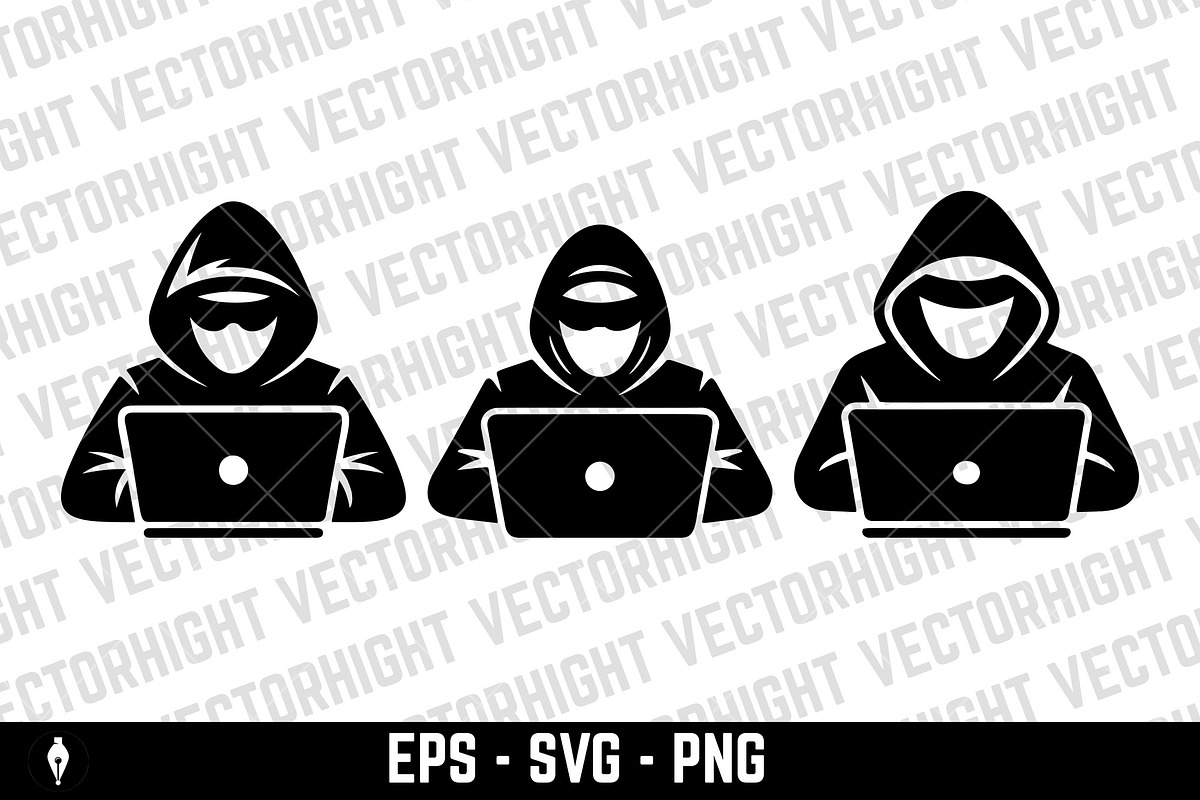 hooded figure working on a laptop, a Person Illustration by Vectorhight (Photo 3 of 3)