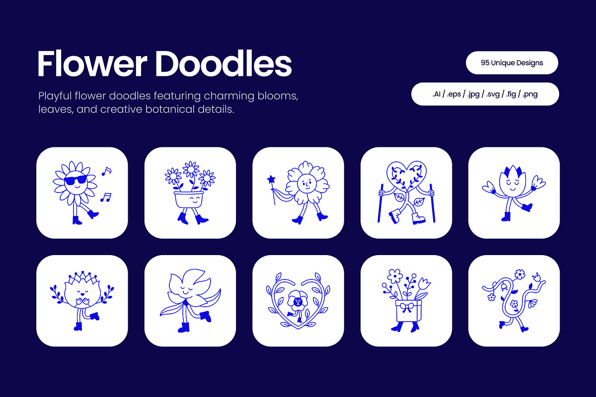 95 Flower Doodles Hand-drawn Icons, an Outline Icon by Prosymbols (Photo 1 of 11)