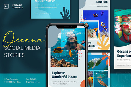 Oceana Social Media Stories, a Social Media Template by Annora Studio