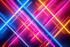 Colorful neon zigzag lines on a text, an Abstract Photo by LOGOCREATIVE