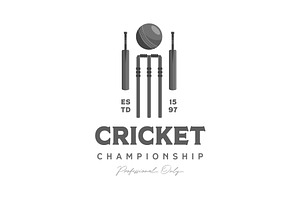 all cricket sports equipment logo, a Branding & Logo Template by Pyruos ID
